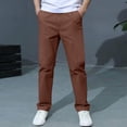 thumbnail image 2 of Boys Dress Pants Kids Elastic Waist Straight Leg Uniform Pants Casual Trousers Pockets Teen Slim Fit Fashion Formal Clothes, 2 of 6