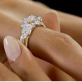 thumbnail image 4 of justforyoujewels 1.6CT 14K Gold Plated Silver Round Cut Natural Moissanite Minimalist Flower Engagement Bridal Ring Set For Women 925 Sterling, 4 of 8