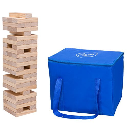 Giant Tumbling Stacking Game 60pc Jumbo Set w Carrying Bag Wood