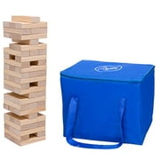giant Tumbling Stacking game - 60pc Jumbo Set w carrying Bag - Outdoor Wood Tower Builds Up to 5 Feet Tall- Fun for Kids and Adults