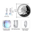 thumbnail image 4 of Cuoka Pendientes de aro de piedra lunar peque&ntilde;a de plata de ley 925 con malaquita y &aacute;gata de musgo para mujer, con caja de regalo, Mediano, Plata de ley, Sin piedra preciosa, 4 of 8