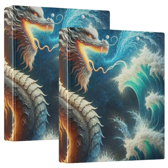 Animal Dragon Beast Monster 3 Ring Binders 1.5 inch Hardcover File Folders with Interior Pockets A4 Size Organizer for School Office Hospital