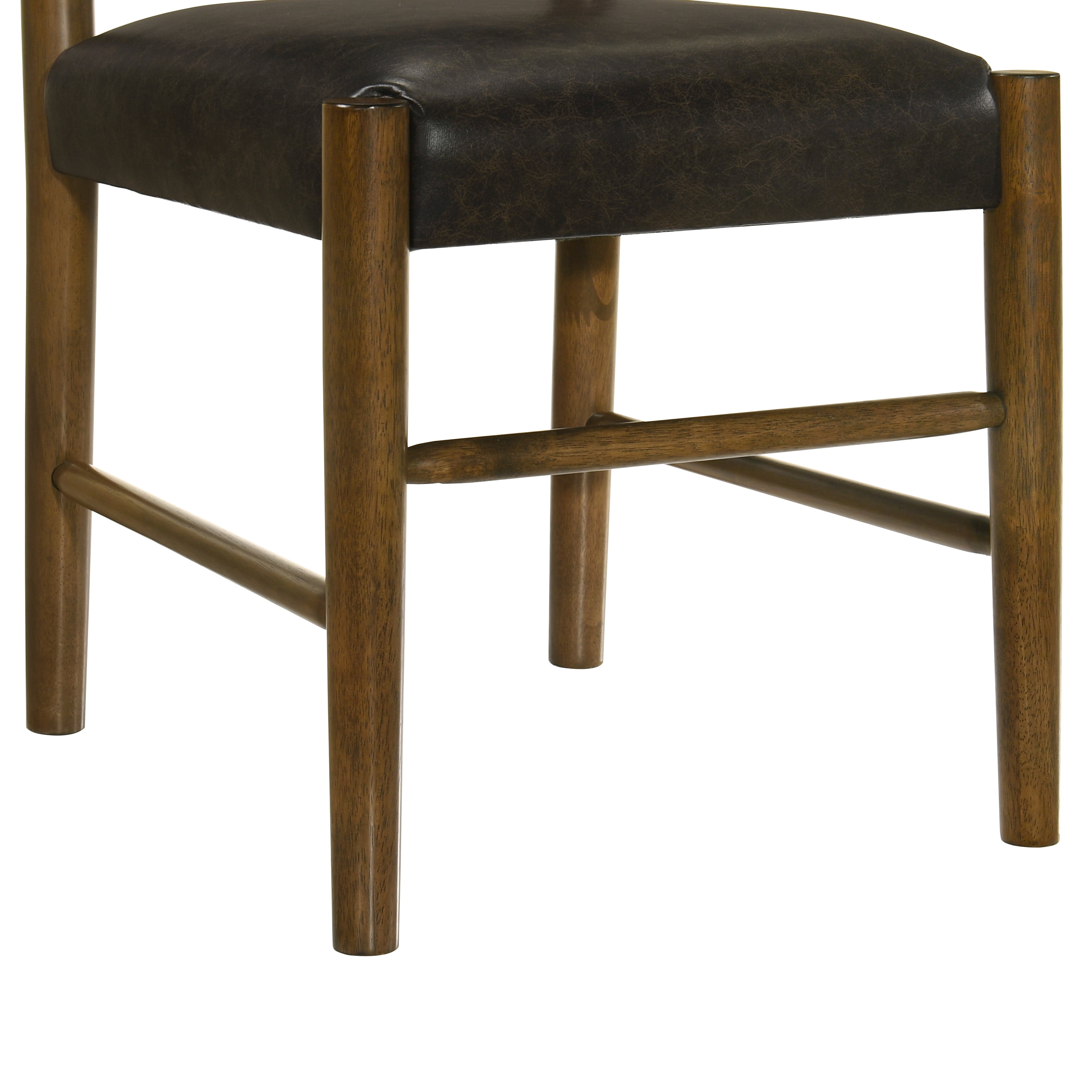 Bennet Modern Wood Dining Chair in Natural Finish with Black Faux Leather Upholstered Seat - Set of 2