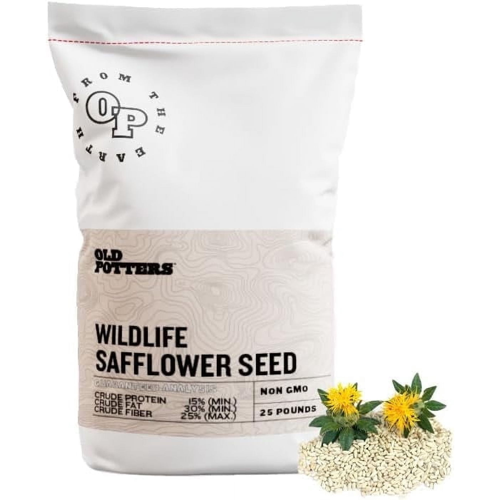 Old Potters Wildlife Safflower Seed, High Protein Bird Food, Attracts Wildlife, Non-GMO, USA-Grown, 25 lbs