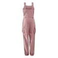 thumbnail image 3 of Gomelly Ladies Long Pants Sleeveless Jumpsuits Sexy Romper Women Casual Beach Overalls Belt Trousers Pink XXL, 3 of 7