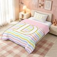 thumbnail image 2 of meiyoeat Glitter Letter D Twin Comforter Sets for Girls Kids, Rainbow Initial Bedding Set, Pastel, Pink Reversible, 2 Pieces, 1 Comforter and 1 Pillowcase, 2 of 6