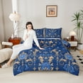 thumbnail image 5 of Feelyou Retro Fashion Damask Bedding Comforter Set, Western Mandala Paisley Twin Comforter Sets, Blue Gold Boho Flower Reversible Bedding Set, Lightweight Room Decor, 2 Pieces, 5 of 9