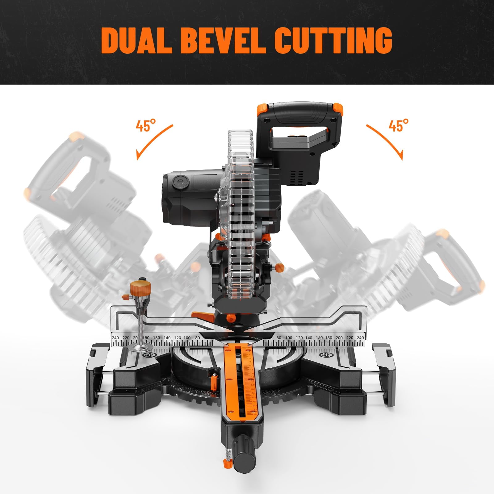 DOVAMAN 10-Inch Dual Bevel Sliding Miter Saw with LED Shadow Line, 15A Motor, 2-Speed Control, Wide Cutting Capacity