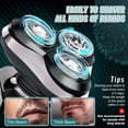 thumbnail image 5 of Máquina de afeitar eléctrica para hombre para hombres afeitadoras eléctricas recargables de afeitar, inalámbricas, IPX7, resistente al agua, seco mojado, 3 en 1, afeitadoras rotatorias para barba, nar, 5 of 5