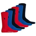 thumbnail image 1 of U.S. POLO ASSN. Calcetines de hombre, paquete de 6 - calcetines business, logotipo, mezcla de algodón Azul marino/azul real/rojo 39-42, 1 of 7