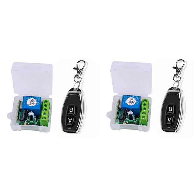 2X Módulo de Relé de Un Solo Canal de 12 V CC Interruptor Inalámbrico Universal Receptor de Relé RF + Mando A Distancia de 2 Canales