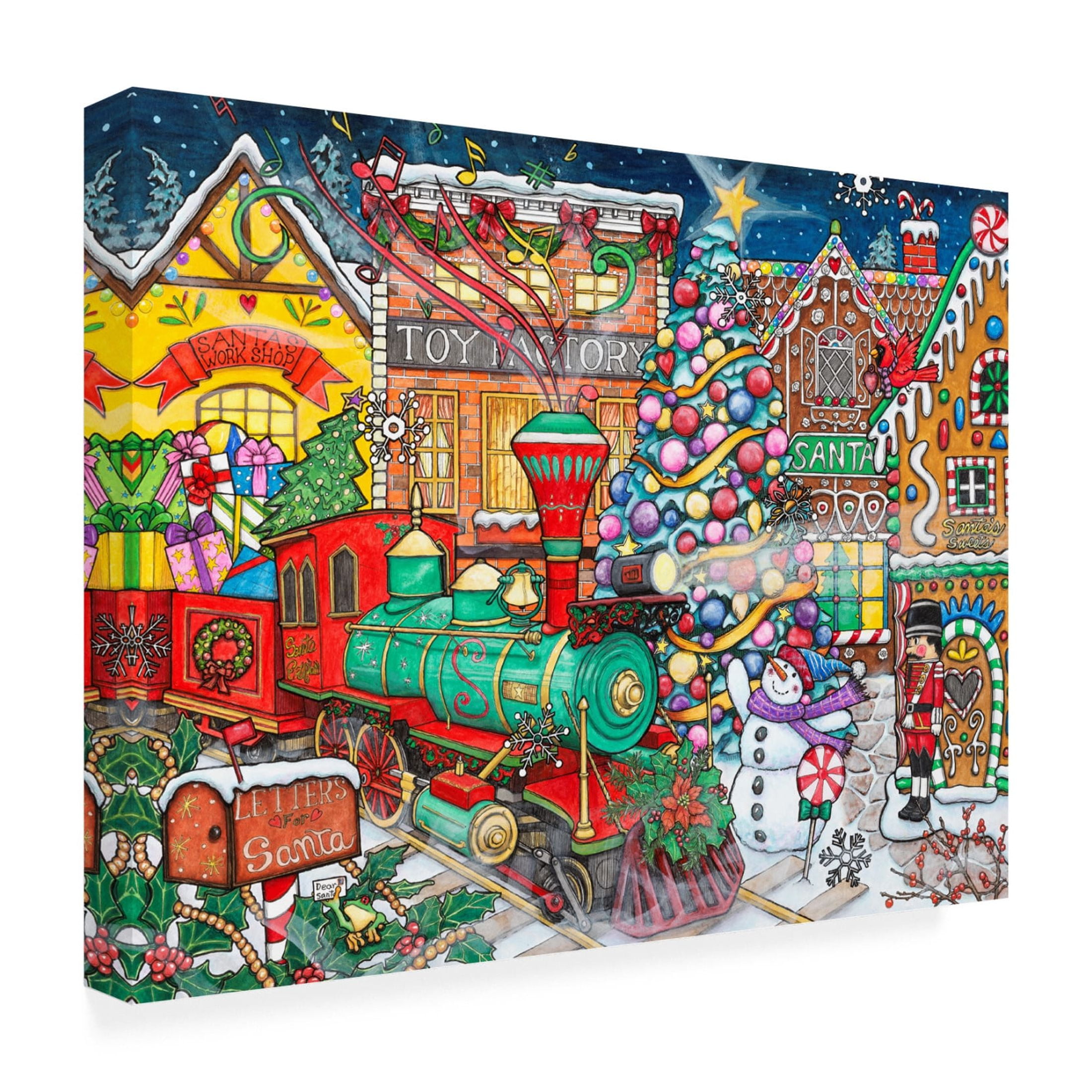 Canvas Wall Art - Kathy Kehoe Bambeck 'Santa's Village' Wall Art for Living Room, Bedroom, or Office Décor by Trademark Fine Art - 19 x 14 Inches