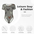 thumbnail image 6 of Daiia Rooster print Women's Crew Neck Short Sleeve Bodysuit Fashion Tops Fit Casual Basic Extender Bodysuit-Medium, 6 of 9