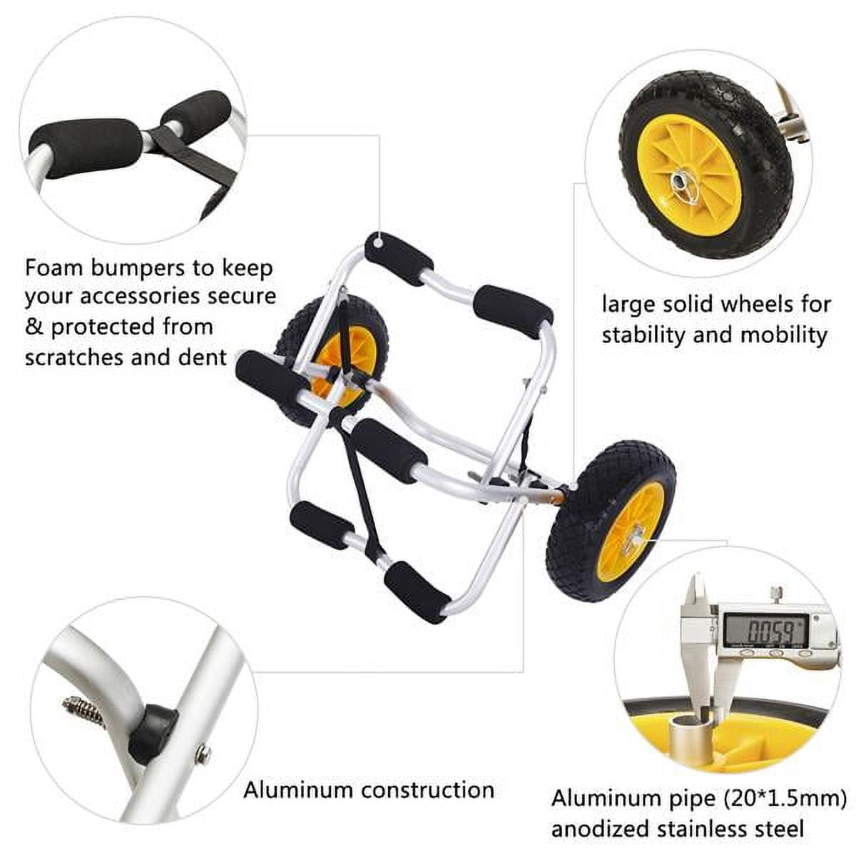 Kayak Cart Canoe Dolly Fishing Kayak Accessories Carrier Foldable Paddle Board Trolley Boat Trailer Transport with NO-Flat