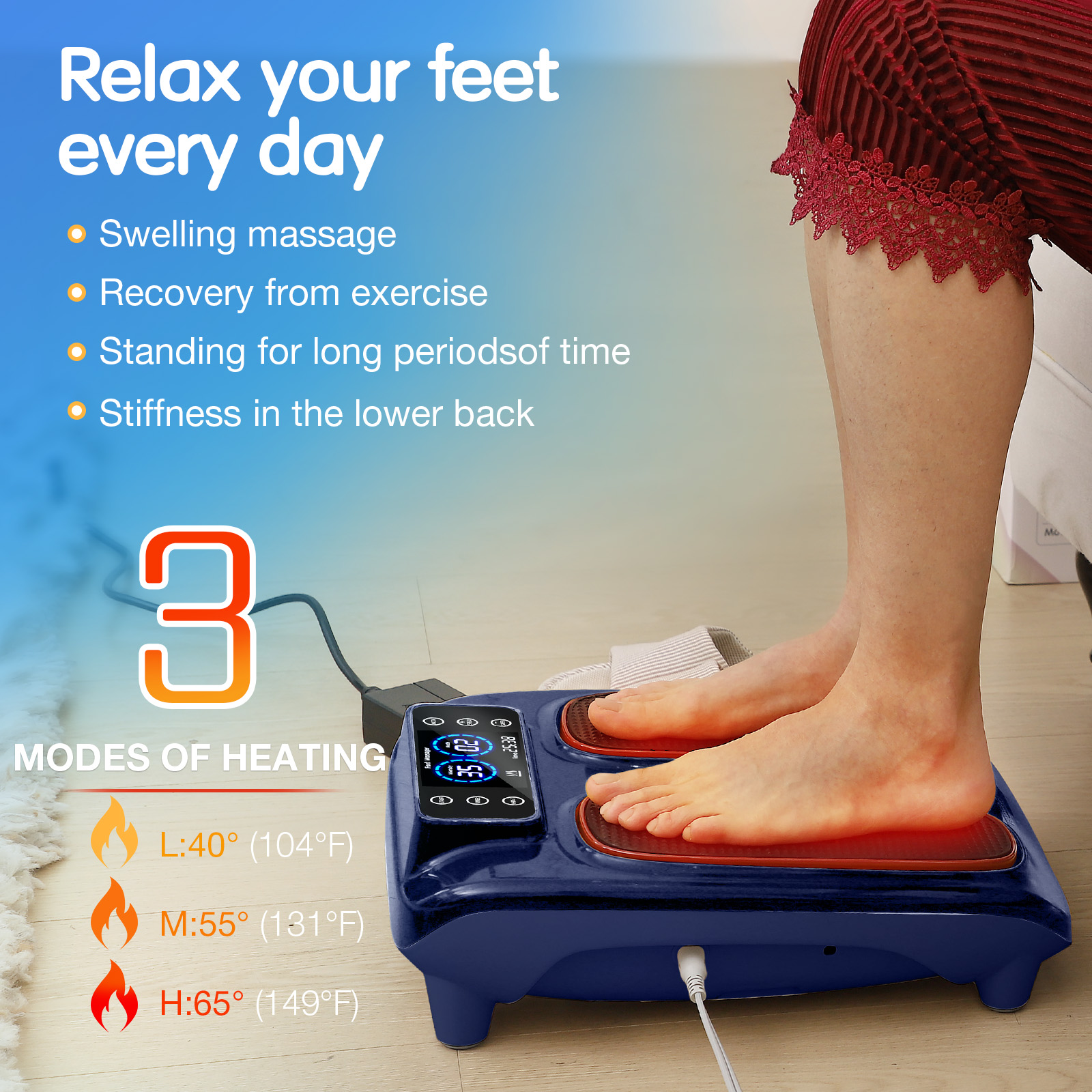 Electric Foot Massager with Heat for Neuropathy Plantar Fasciitis Pain FSA HSA Eligible Vibration Shiatsu Heated Foot Massager Pain Circulation Feet Massager for Pain Relief Improve Muscle Relaxation