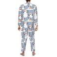 thumbnail image 3 of Mens Pajamas Set - Happy Snowmen Snowfall Comfy Long Sleeve Button Up Pajama Sets for Men 2 Piece, Soft Sleepwear Nightwear Pjs Lounge Sets for Men with Pockets, 3 of 5
