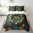 thumbnail image 2 of jejeloiu Marry Christmas Twin Bedding Sets 7-Piece,Xmas Balls Bedding Comforter Set,Green Gold Sheet Sets For Child,Microfiber Bedroom Decor Reversible, 2 of 8