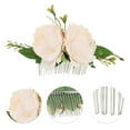 thumbnail image 3 of Unique Bargains 1 Pc Women's Portable Simulated Flowers Hair Clips Comb for Parties Champagne Polyester Fabric Iron, 3 of 4