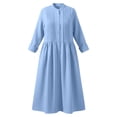 thumbnail image 5 of Adeawade Summer Dresses For Women Button Down Shirt Dress Long Sleeve Loose Fit Tunic With Collar Solid Color Maxi Dress Adorable Clothing L Blue, 5 of 6
