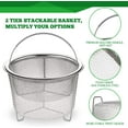 thumbnail image 2 of Steamer Basket for Instant Pot Accessories 6 qt or 8 quart - 2 Tier Stackable 18/8 Stainless Steel Mesh - Silicone Handle - Vegetable Steamer Insert, Egg Basket, Pasta Strainer,Silver, 2 of 4