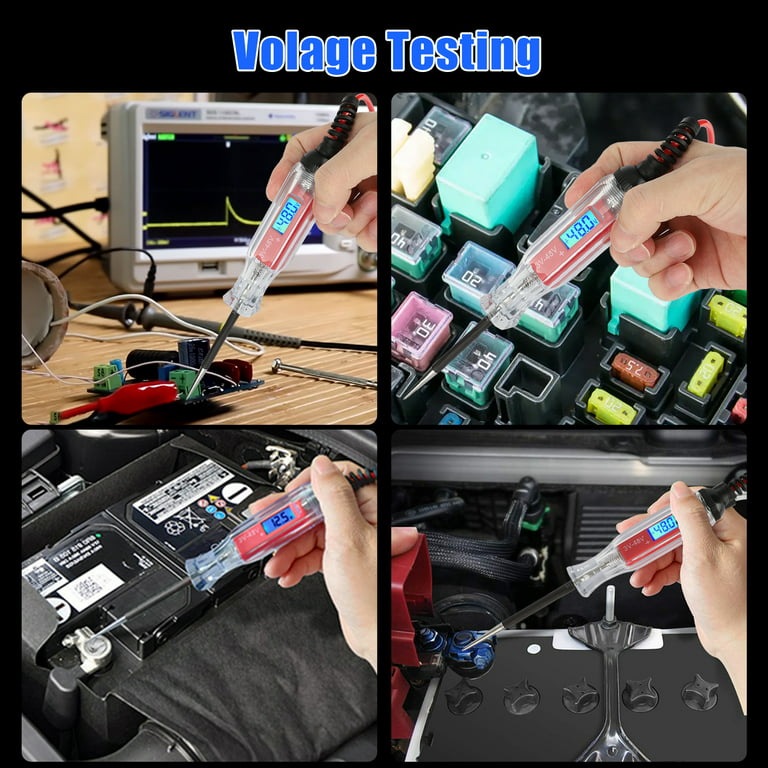 Digital LCD Circuit Tester, TSV Automotive Power Probe, Heavy Duty 3V - 48V Test Light & Low Voltage Tester, Checking Vehicle Fuses Electric Pen Tool