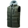 thumbnail image 2 of BiZtdJrK Men Nylon Vest Warm Windproof Hooded Vests Lightweight Sleeveless Zip Up Jacket Casual Outerwear Outdoor Golf Vests Prime Sales Today Clearance Army Green XL, 2 of 7