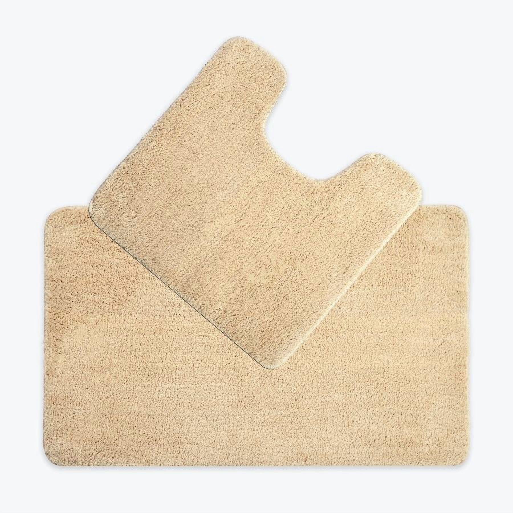 Luxury Two Piece Microfibre Bath and Pedestal Toilet Mat Set - Non Slip