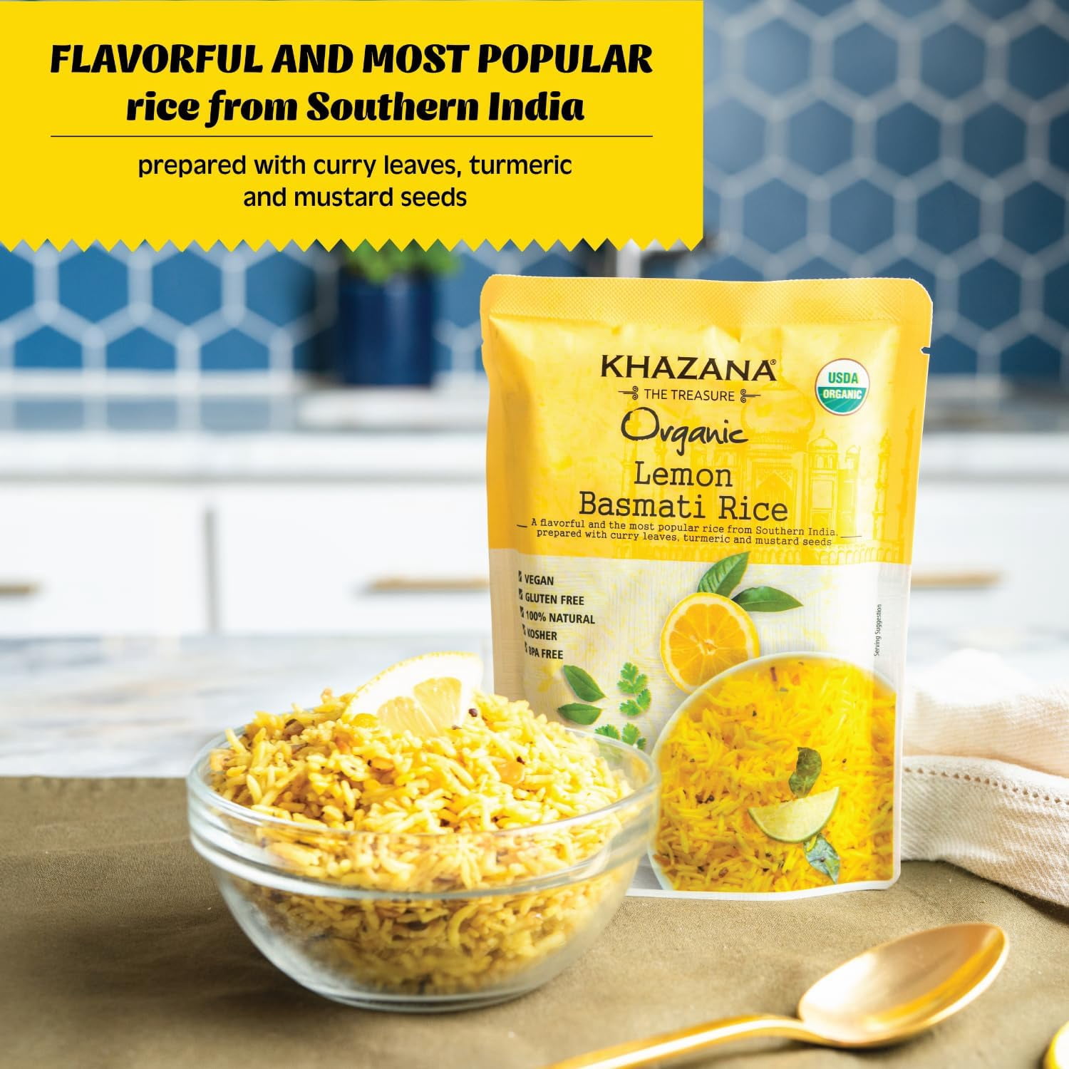 (Pack Of 6) Khazana Rice Basmati Lemon Ready To Eat 8.81 Oz