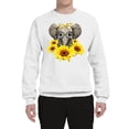 thumbnail image 2 of Elephant Sunflower Cute Love Animal Lover Unisex Crewneck Graphic Sweatshirt, White, 3XL, 2 of 3