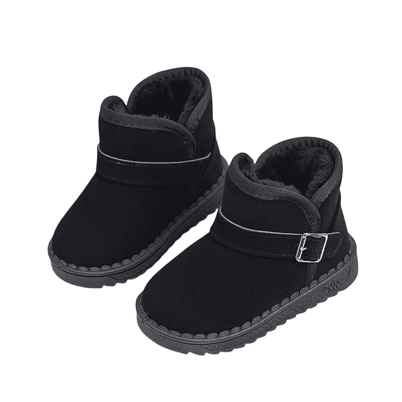 Tao Tao Kids Girls Snow Boots Warm Fur Lined Outdoor Lightweight Comfy Winter Shoes Soft Sole Anti-Slip Thick Soft Sole Anti-Slip Boots Black 23