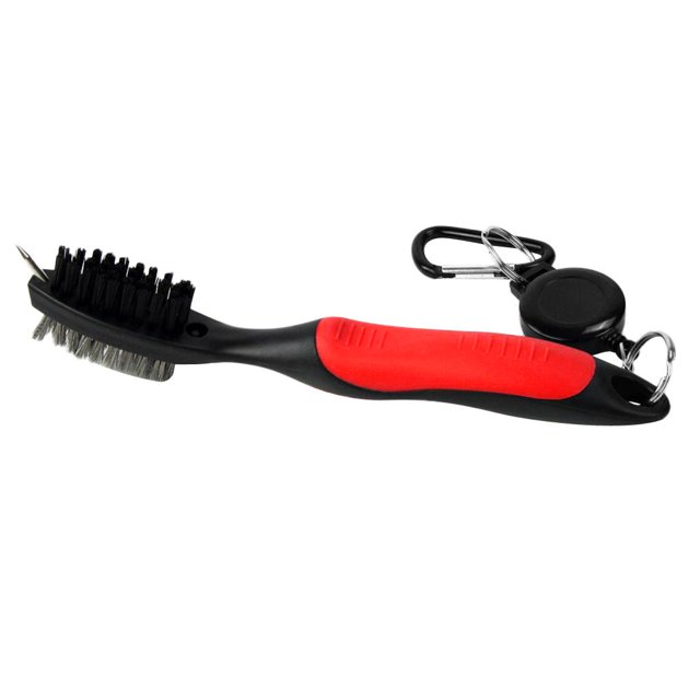 Limpiador de cepillos y ranuras para palos de golf - Cepillo de nailon y acero de doble cara para limpieza rojo Sharpla Cepillo Dual Bristles Golf Club