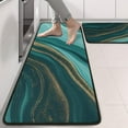 thumbnail image 2 of Kitchen Rugs Sets Of 2,Teal Gold Marble Wave Pattern Anti Fatigue Kitchen Mat Rugs Non Slip Washable,Decorative Kitchen Floor Mats for Kitchen,Sink,Laundry,17"x47"+17"x47", 2 of 5