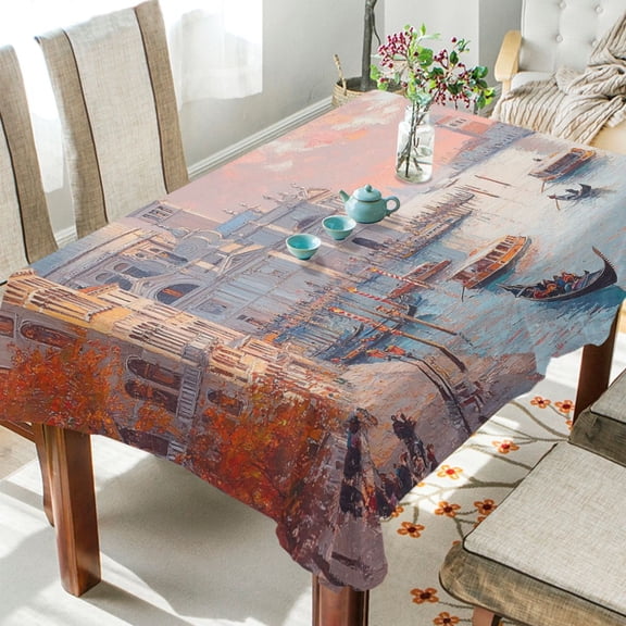 BZSMCE Square Tablecloth Autumn Church View Pattern Tableclothes