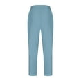 thumbnail image 4 of Olyvenn Women's Cotton Linen Harem Pants Work Casual Elastic Waist Pants with Pockets Lightweight Summer Beach Palazzo Sky Blue XXL, 4 of 6