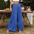 thumbnail image 4 of Womens Cotton Linen Wide Leg Palazzo Pants Boho Elastic High Waist Baggy Trousers Fashion Ruffle Tiered Smocked Pants, XL, 4 of 8