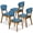 Walnut/Ocean Blue, variant on Best Choice Products Set of 4 Wooden Dining Chairs, Wood Modern Farmhouse Upholstered Chairs - Walnut/Cream