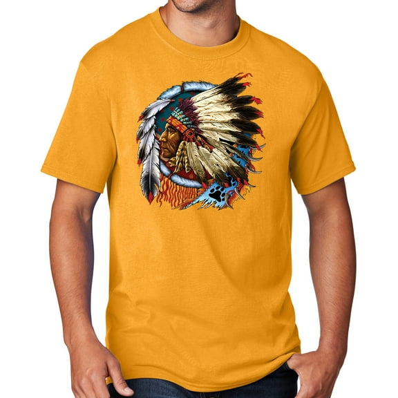 Men's Indian Chief Dreamcatcher Biker T-shirt, 5XL GOLD