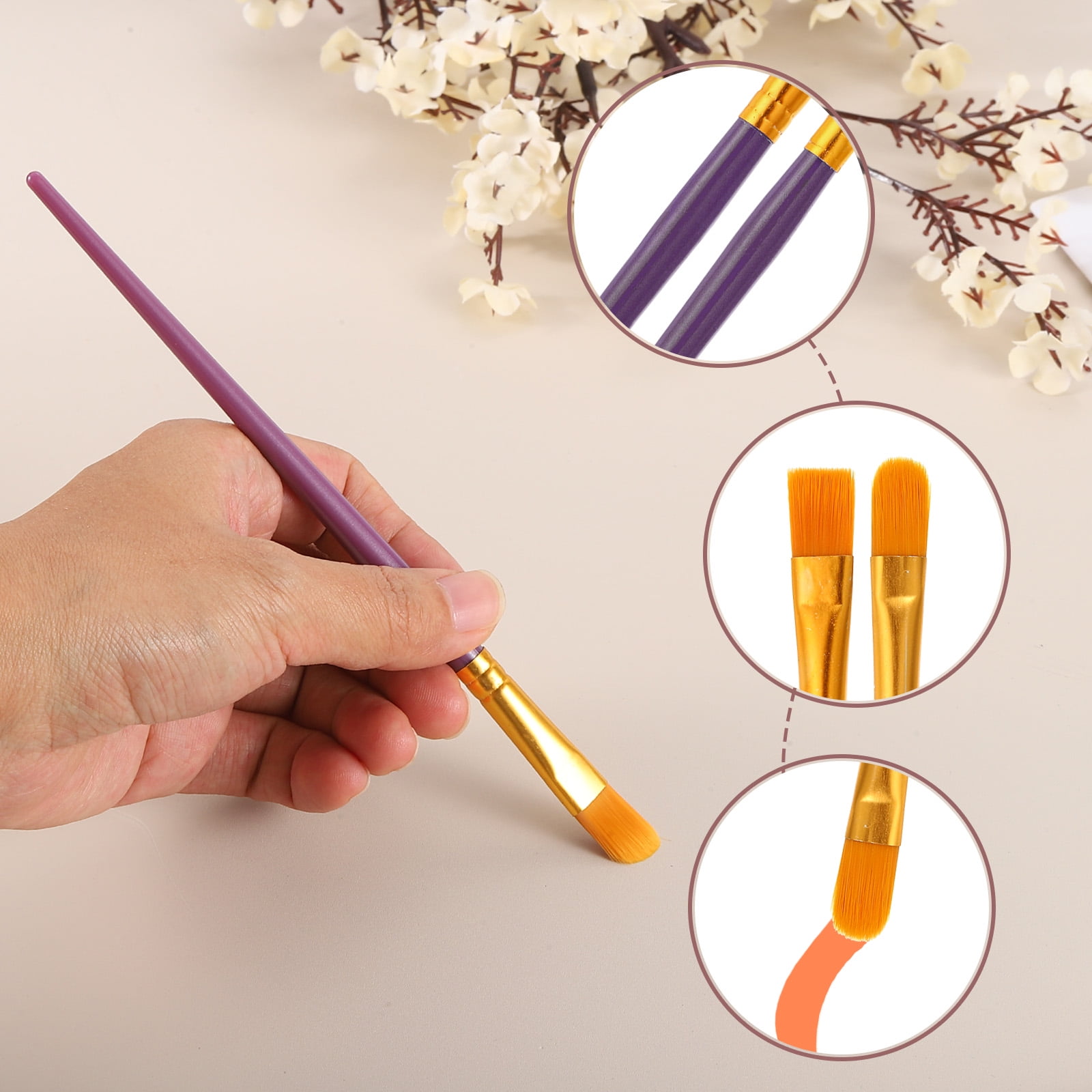 Paint Brushes Set, 200Pcs Acrylic Paint Brush Nylon Hair for Watercolor Oil Painting Miniature Detailing Rock Painting, Purple