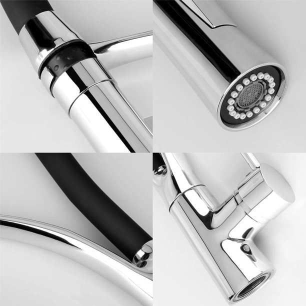 Grifo de cocina con rociador desplegable Modo multitarea Monomando Arco alto Grifo extraíble para fregadero de cocina Proporciona una limpieza eficiente para vehículos recreativos, lavandería, bar Ormromra YXJJ-28