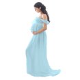 thumbnail image 4 of Vestido de fotografía de maternidad Qarigey fuera del hombro gasa Maxi embarazo Azul claro S, 4 of 6