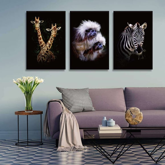 3 Panels Cartoon Panda Oil Cartoon oil drawing Painting Giraffe Zebra Animal Wall Canvas Art Pictures No Framed Oil Drawing Posters