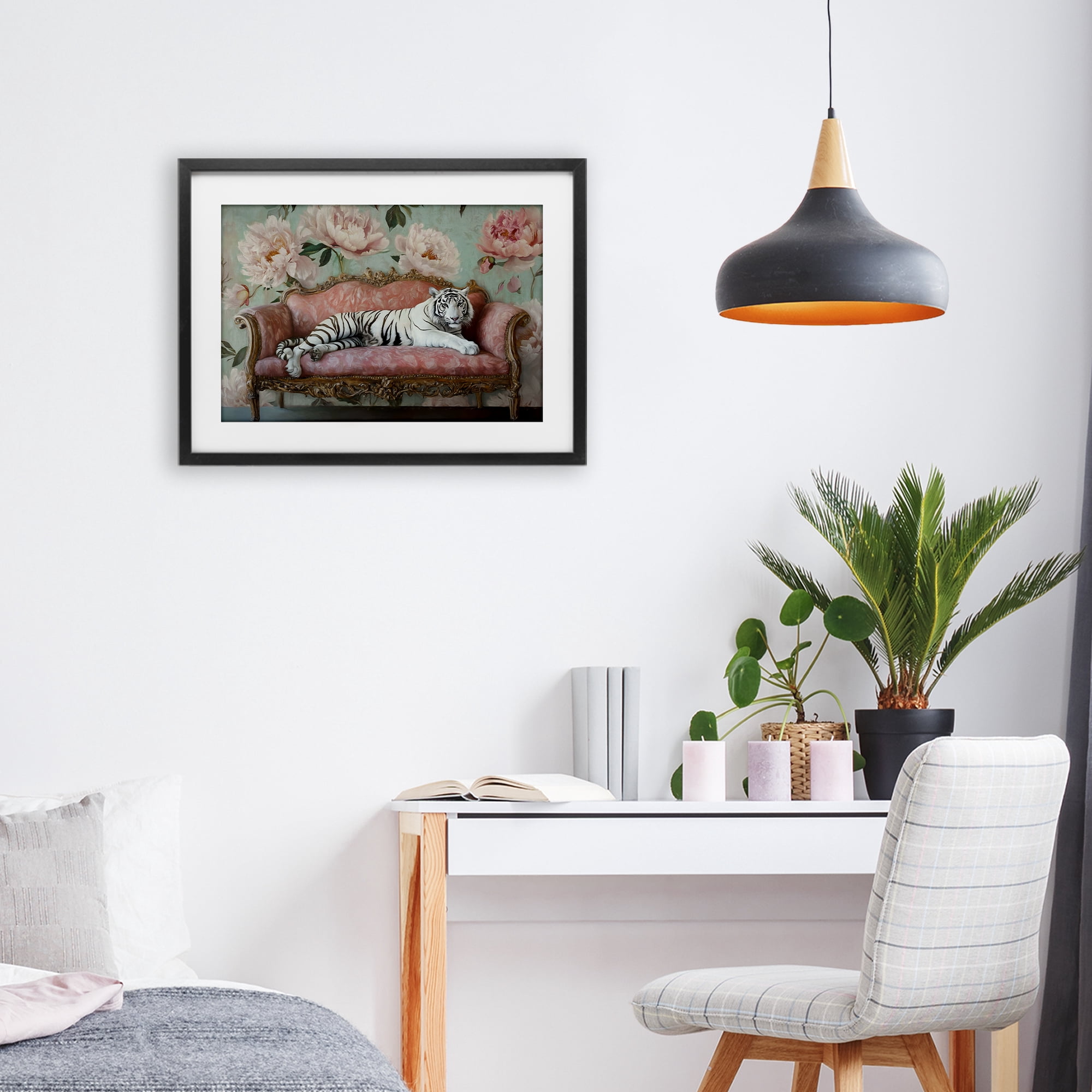 Stupell Industries Where The Tiger Dreams Black Framed Print Under Glass, design by Tina LeCour