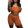 thumbnail image 1 of Liacowi Women Sexy Bodycon Two Piece Outfits See Through Sheer Mesh Slim Fit Top Skinny Shorts Set Clubwear Tracksuit, 1 of 5