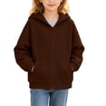 thumbnail image 3 of MexChoioe Boys and Girls Zip Up Hoodie Long Sleeve Hooded Sweatshirt Relaxed Cut Pockets Fall Winter Daily Wear Hooded Zip Jacket for kids, 3 of 7