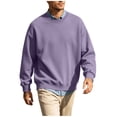 thumbnail image 2 of Mens Sweatshirts Cotton Fleece Crewneck Long Sleeve Casual Fall Winter Plain Pullover Tops for Big and Tall (M, Purple), 2 of 7