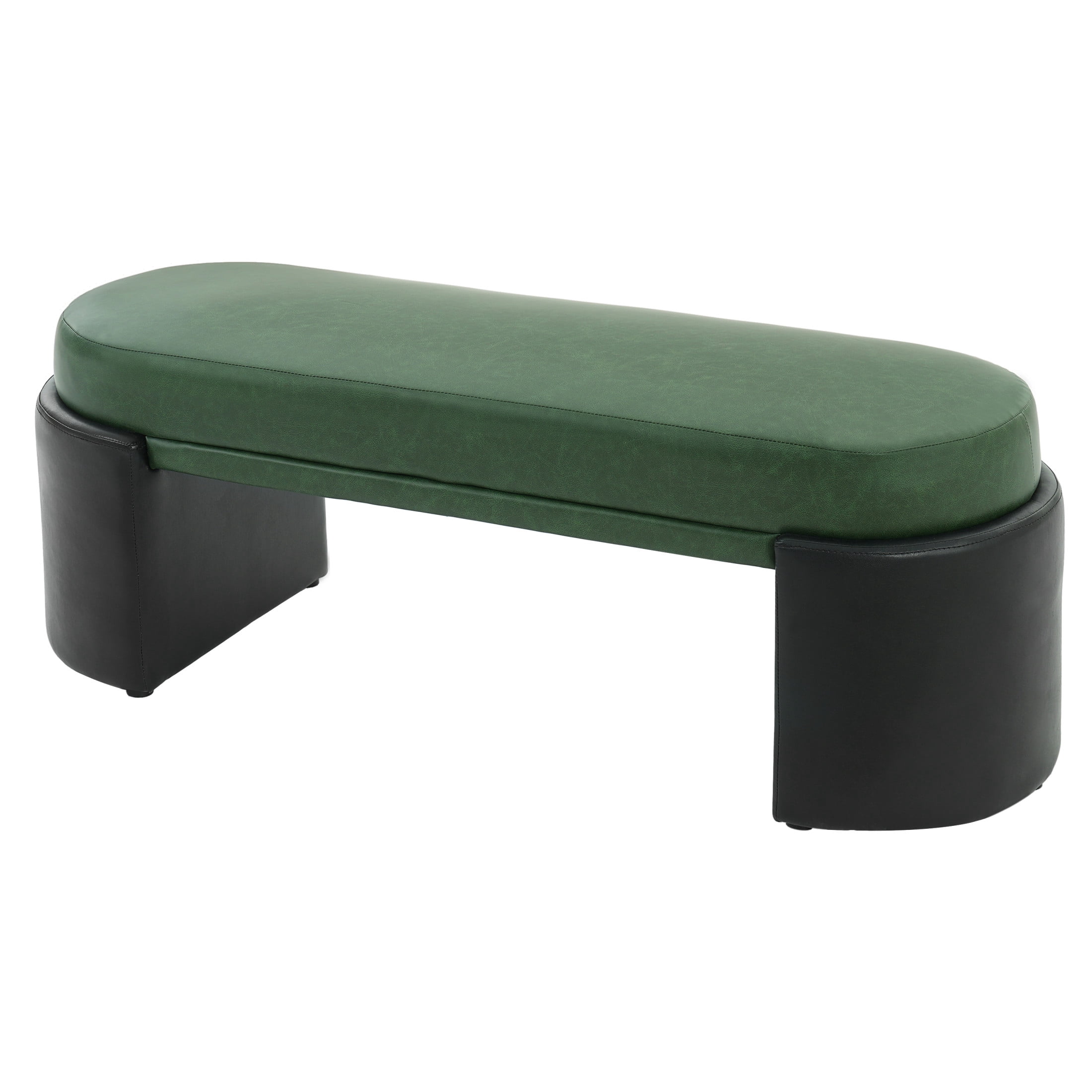 Christopher Knight Home 48" Modern PU Leather Upholstered Ottoman Bench with Legs, Green+Black