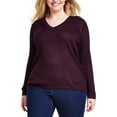 thumbnail image 1 of Tommy Hilfiger Womens Ribbed Metallic Threaded Pullover Sweater, Purple, Plus Size, 2X, 1 of 1