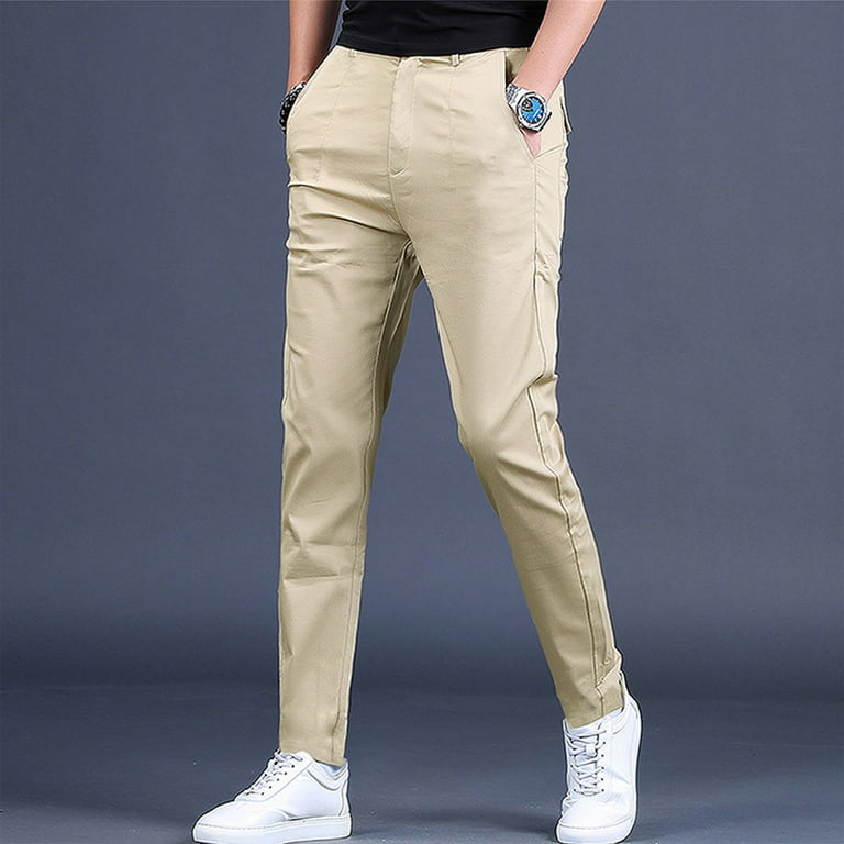 YUHAOTIN Joggers for Men with Zipper Pockets Polyester Mens Autumn Winter  Card Mid Waist Straight Solid Color Casual Pants Mens Jogger Sweatpants  Tall