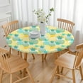 thumbnail image 3 of 44in Round Tablecloth with Elastic Edge, Waterproof Fitted Table Cover for 36-44" Tables, Pineapple Theme Polyester Reusable Table Cloths Wipe Clean for Picnic, Dining, Outdoor Use and Party Decor, 3 of 7