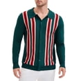 thumbnail image 4 of Camisas de polo de punto de manga larga para hombre con botones y estampado M Verde, 4 of 6